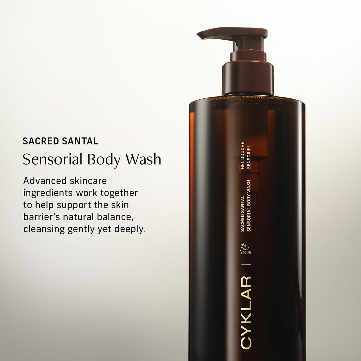 CYKLAR Sensorial Multi-Oil Body Wash Cleanser, Sacred Santal 16.5 Fl Oz