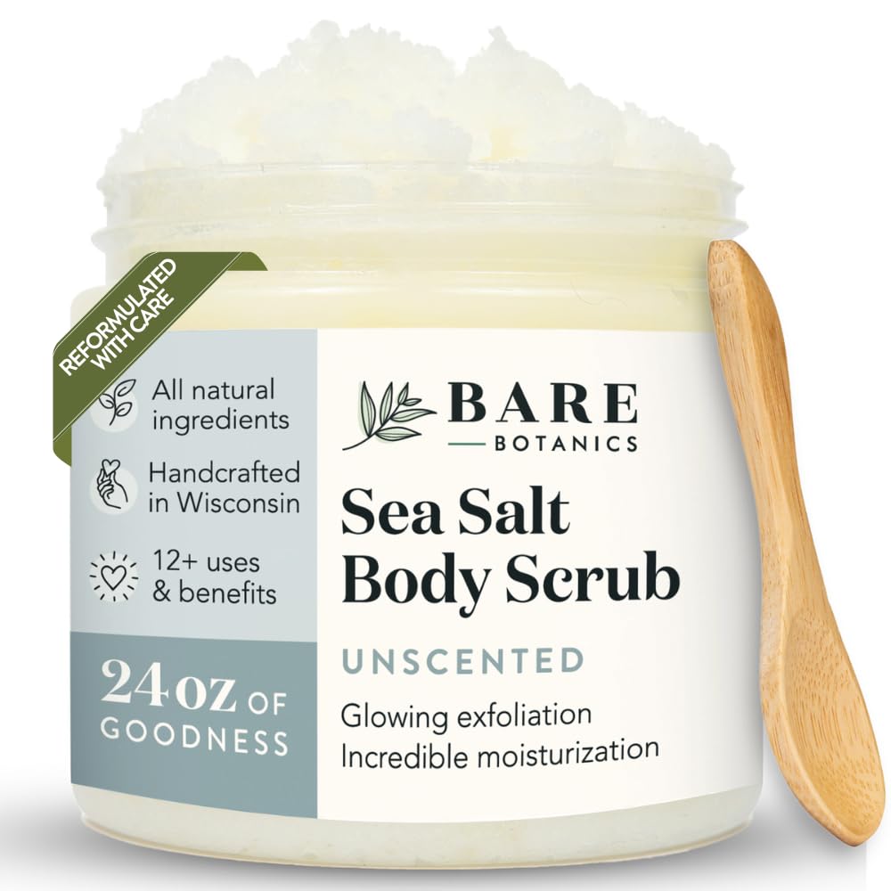 Bare Botanics 24oz Coconut Vanilla Sea Salt Body Scrub Natural Exfoliator