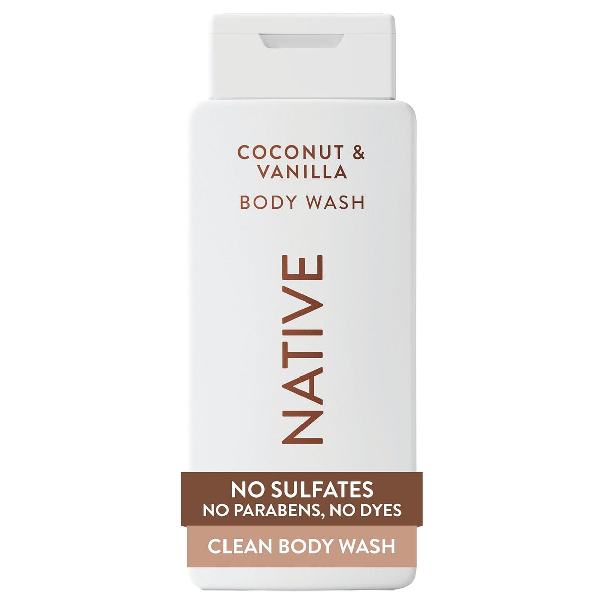 Native Clean Body Wash, Gentle & pH-balanced for Sensitive Skin, 24-Hr Freshness for Women & Men, Vegan & Cruelty-Free, Free of Sulfates, Parabens & Phthalates, Coconut & Vanilla, 18fl oz
