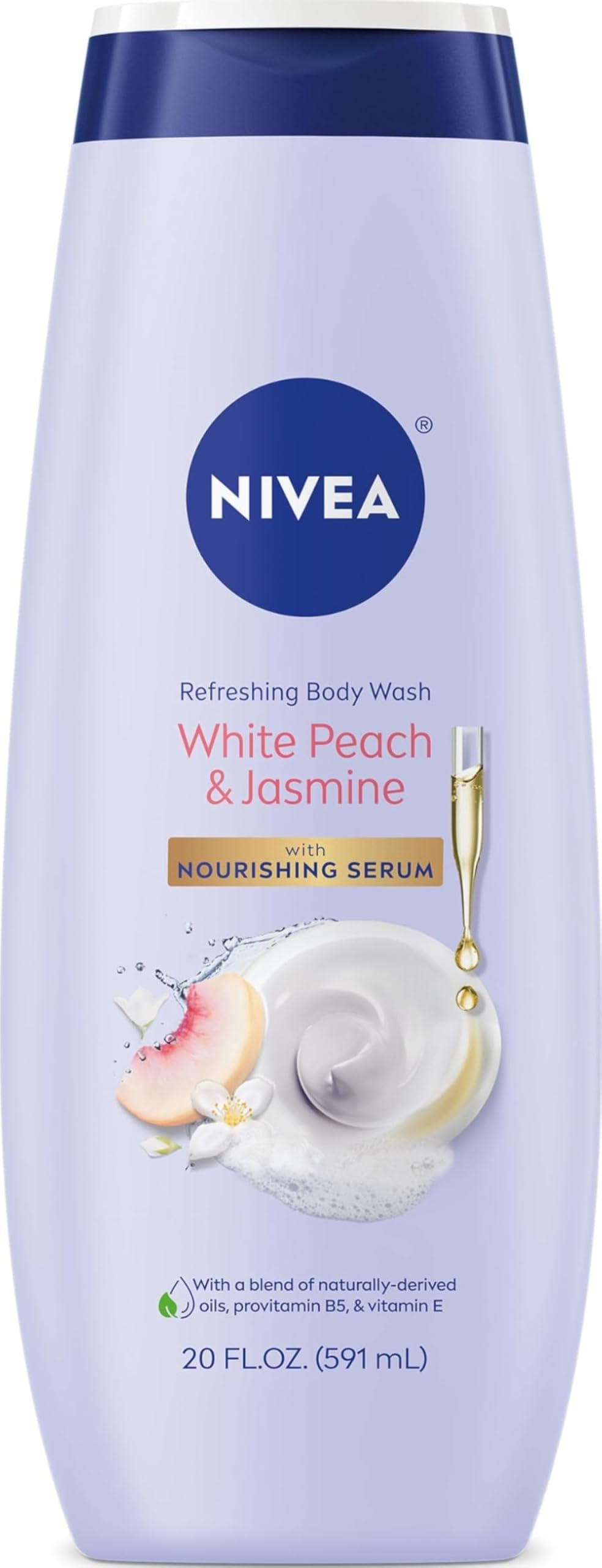 NIVEA Refreshing White Peach and Jasmine Body Wash, 20 FL OZ
