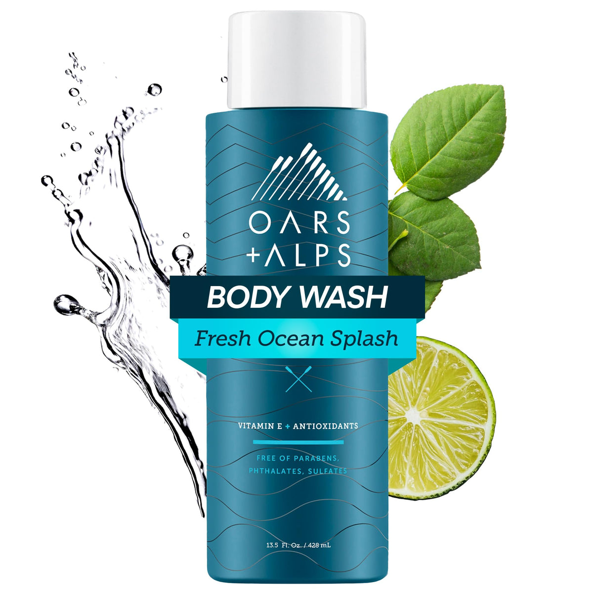 Oars + Alps Mens Body & Face Wash, Moisturizing Body Wash, 2pk, 13.5 Fl Oz