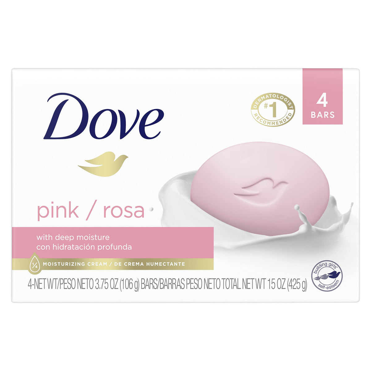 Dove Pink Rosa Beauty Bar Soap 8 Count, Cleanser, 3.75 oz I beauty bar