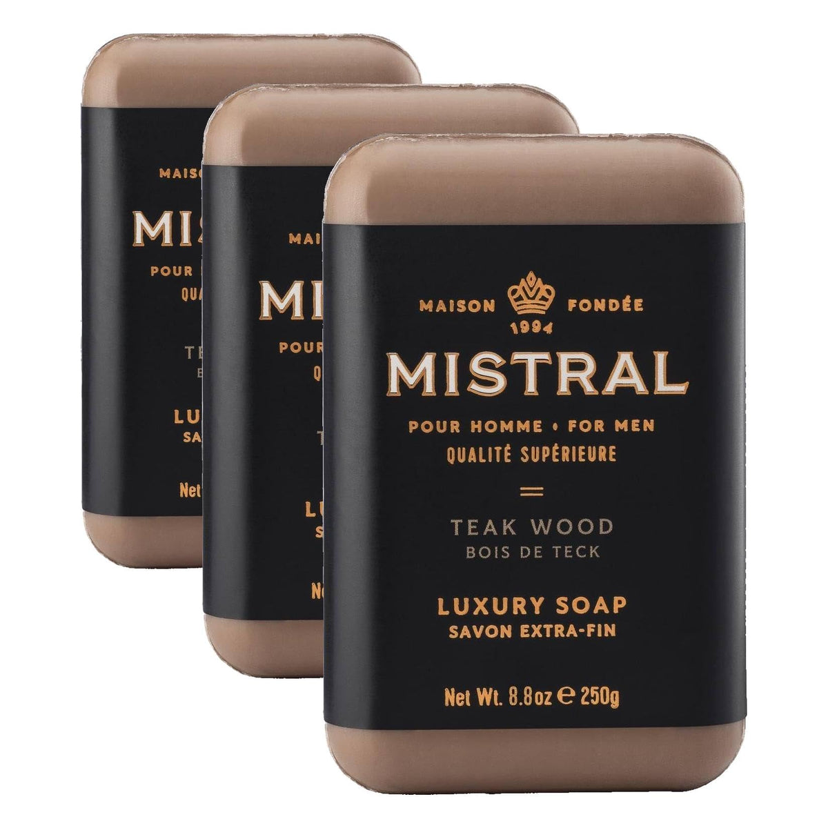Mistral Men’s Luxury Bar Soap for Men, Classics Gift Set (4 x 8.8 oz)