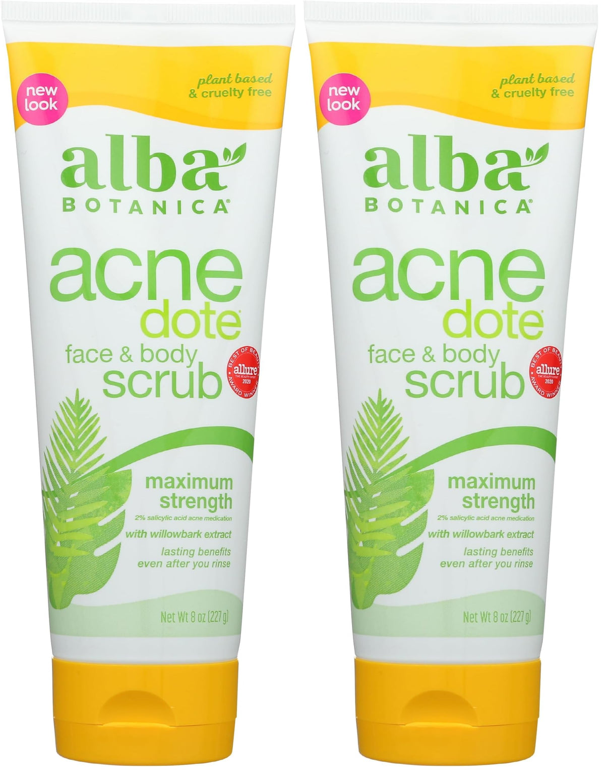 Alba Botanica Acnedote Maximum Strength Face & Body Scrub for Acne Treatment, Blackhead Scrub, 8 Oz