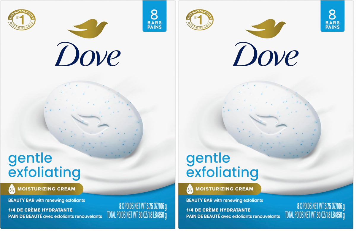 Dove Gentle Exfoliating Beauty Bar Soap , Renewing 8 Count 3.75 oz