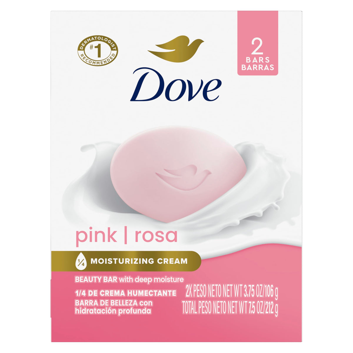 Dove Pink Rosa Beauty Bar Soap 8 Count, Cleanser, 3.75 oz I beauty bar