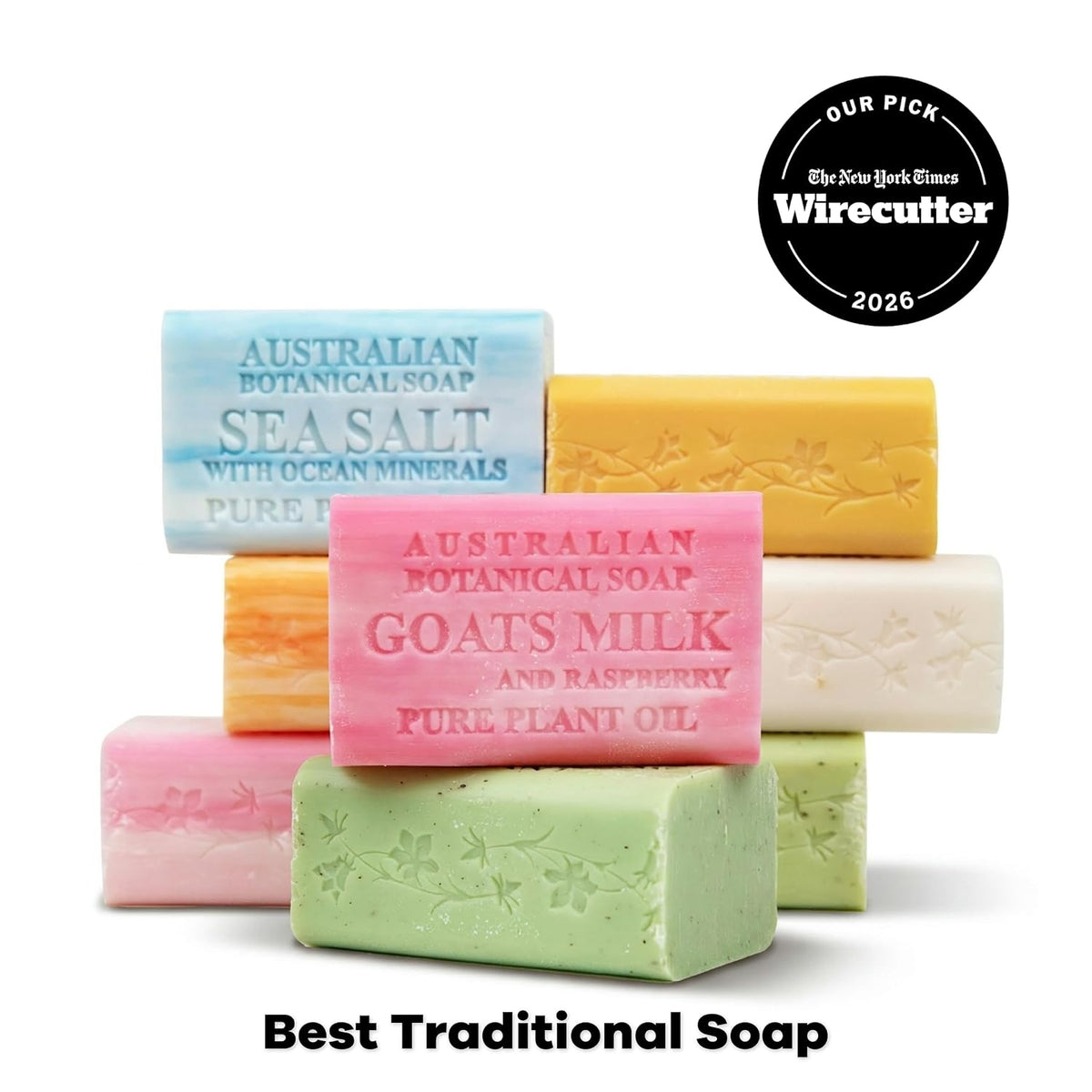 Australian Botanical Soap Variety Pack, 6.6 oz Bars – Goat Milk, Eucalyptus, Manuka Honey, Sea Salt, Pink Lychee, Lemongrass, Raspberry, Valencia Orange – Enriched with Organic Shea Butter, Pack of 8