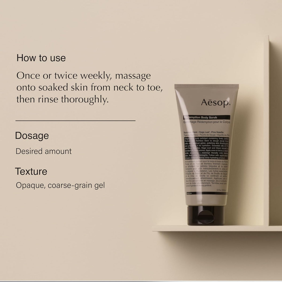 Aesop Redemption Body Scrub | Buff and Polish the Skin | Blend of Finely Milled Pumice and Aromatic Botanicals | 6.5 oz