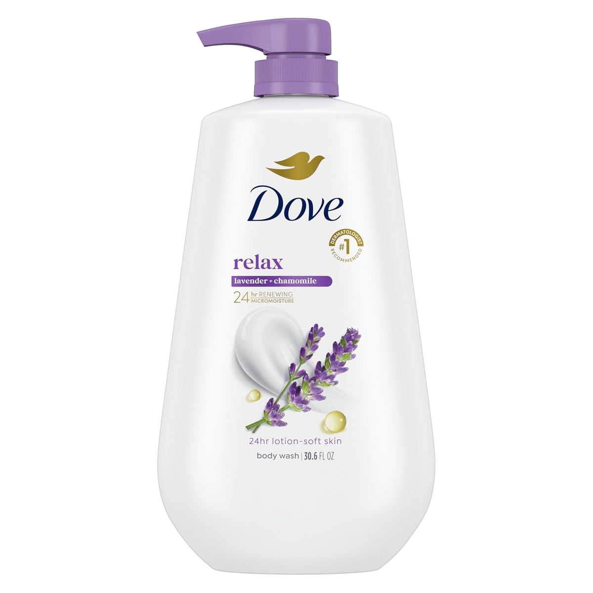 Dove Body Wash Relax Lavender Oil & Chamomile 30.6 oz Pump, Sulfate Free