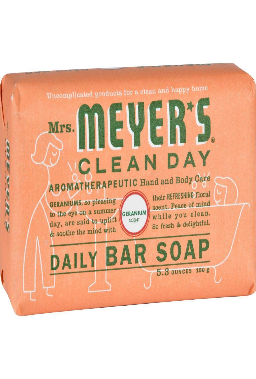 MRS. MEYER'S CLEAN DAY Bar Soap, Use as Body Wash or Hand Soap, Made with Essential Oils, Clementine_, 5.3 oz, 4 Bars