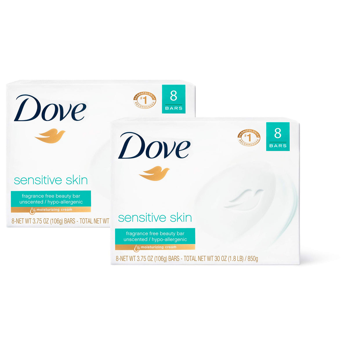 Dove Beauty Bar Soap Sensitive, 24 Bars for Sensitive Skin, 3.75 oz