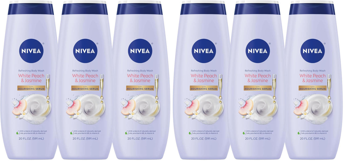 NIVEA Refreshing White Peach and Jasmine Body Wash, 20 FL OZ