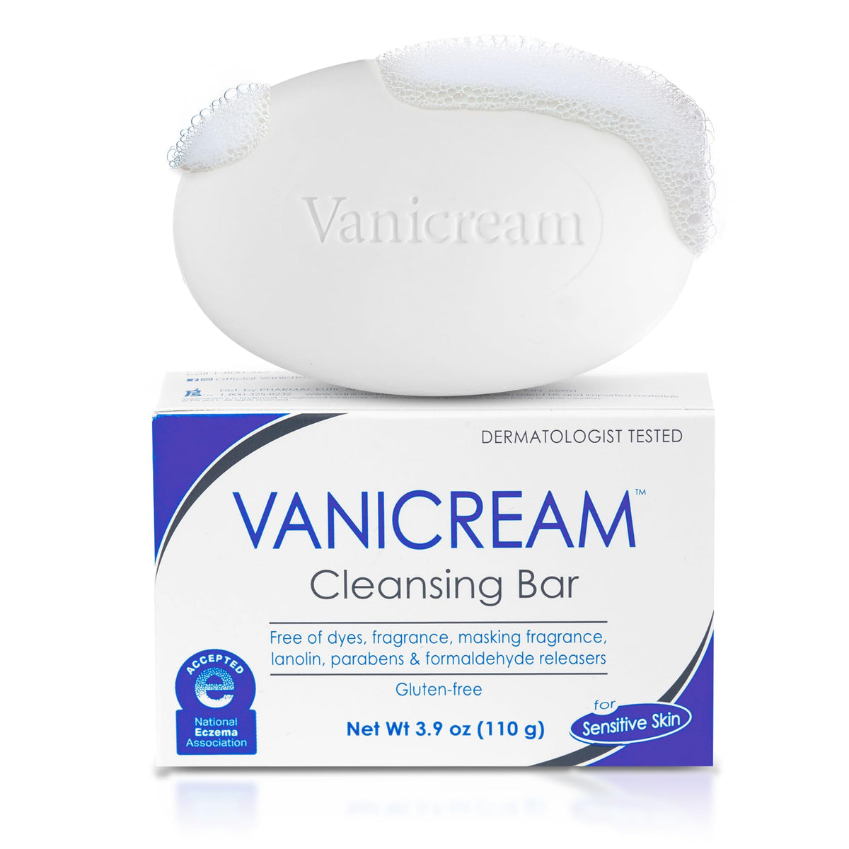Vanicream Cleansing Bar, Gentle Body & Facial Cleanser, 3.9 Oz, Pack of 12