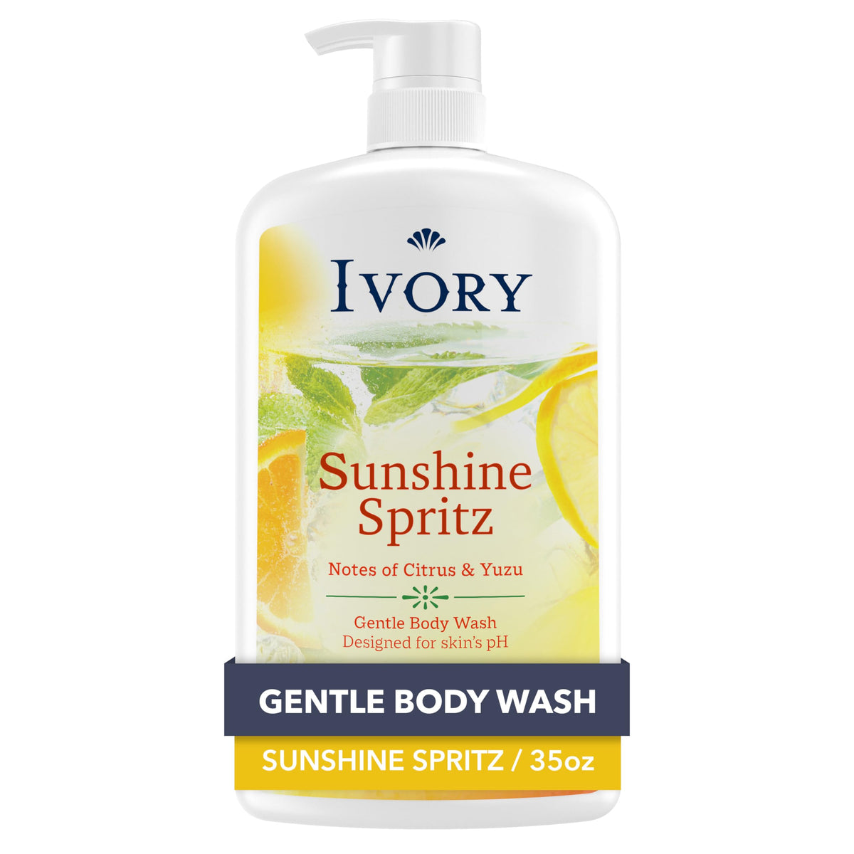 Ivory Body Wash, Designed for the Whole Family, Gentle Formula, Free of Dyes Heavy Perfumes Parabens Phthalates & Silicones, Designed for Skin's pH, Water Lily Scent, 35 oz