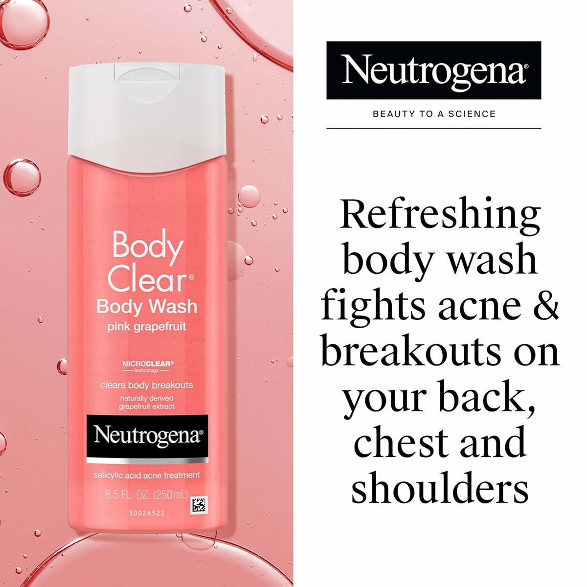 Neutrogena Body Clear Pink Grapefruit Acne Body Wash, 3 x 8.5 fl oz
