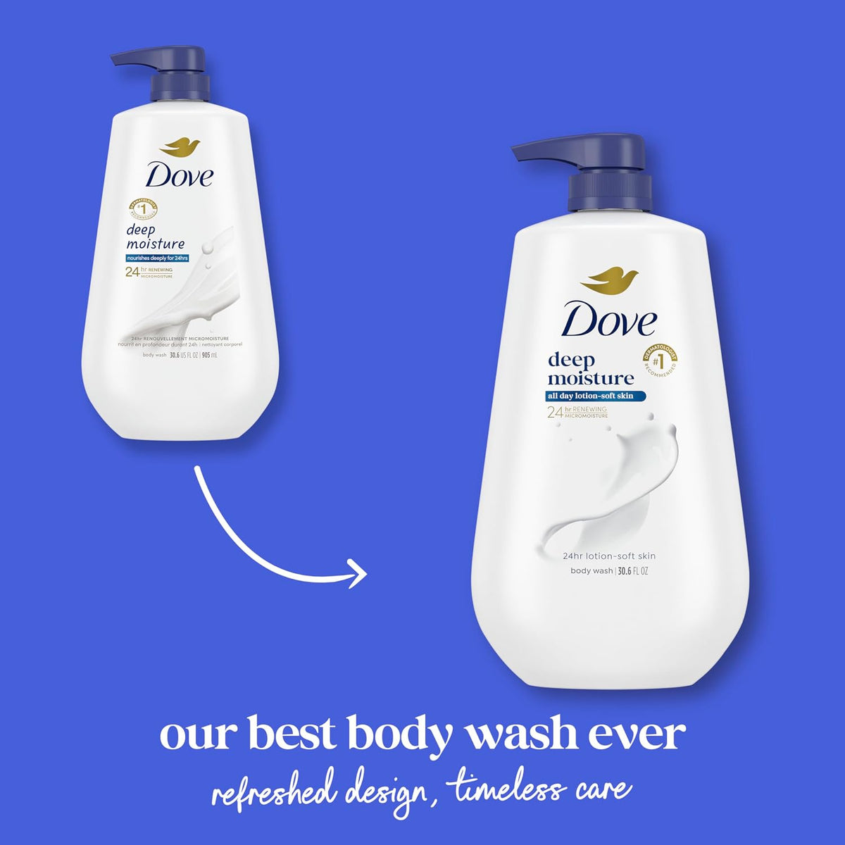 Dove Body Wash Deep Moisture 30.6 oz Pump 3 Pack, Sulfate Free