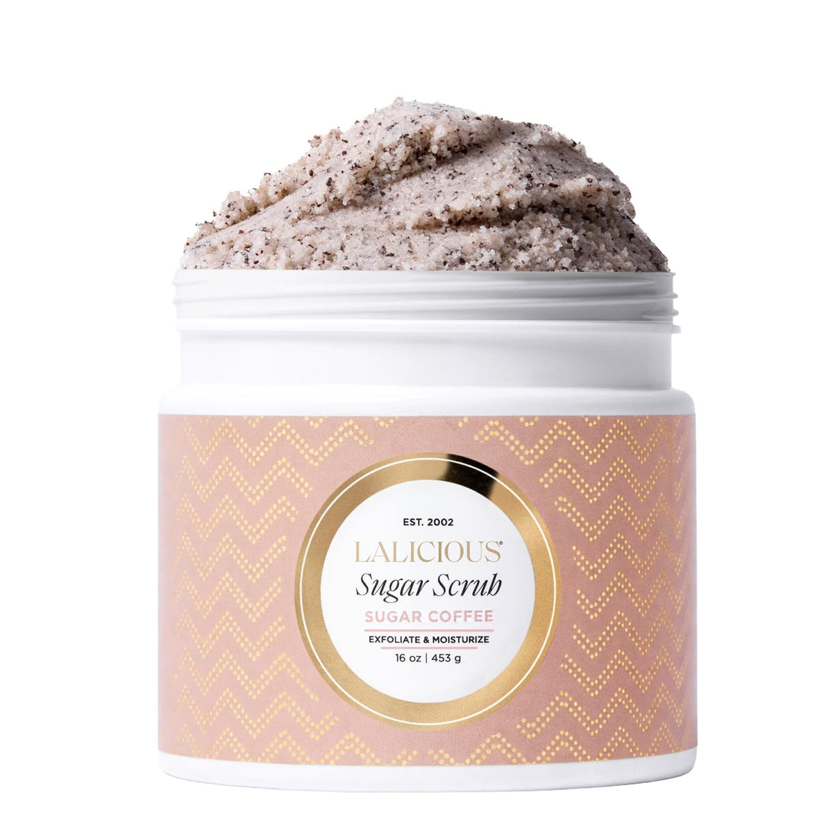 LALICIOUS Sugar Kiss® Exfoliating & Moisturizing Body Scrub | Sugar & Coconut Oil | Pre-Shave Scrub for Ingrown Hairs & Razor Bumps | Gently Buffs & Smooths Sensitive Skin | No Parabens | Large 16oz