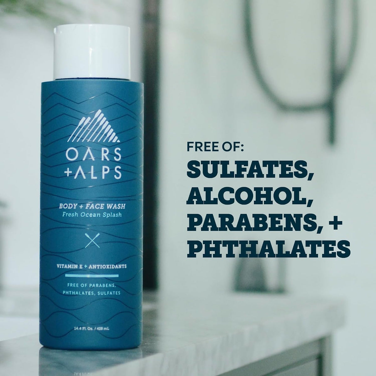 Oars + Alps Mens Body & Face Wash, Moisturizing Body Wash, 2pk, 13.5 Fl Oz