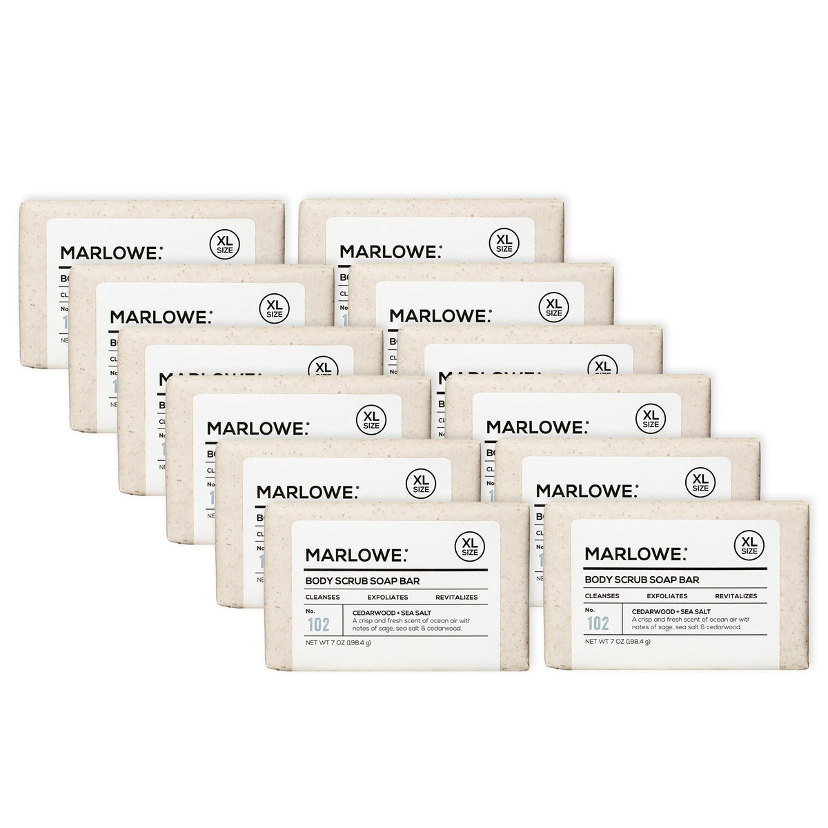 MARLOWE. Body Scrub Soap, Exfoliating Soap Bar, Sage + Fir, 7 oz (3 Bars)