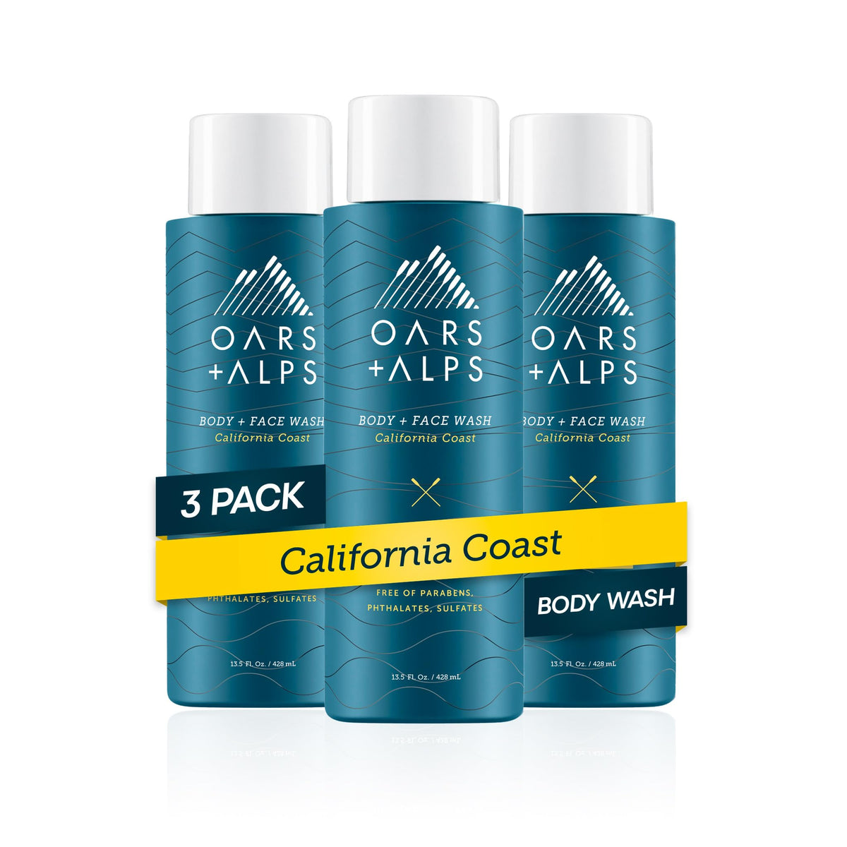 Oars + Alps Mens Body & Face Wash, Moisturizing Body Wash, 2pk, 13.5 Fl Oz