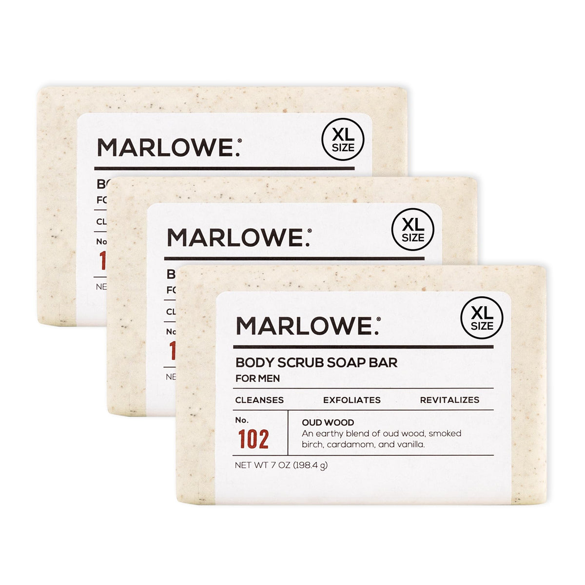 MARLOWE. Body Scrub Soap, Exfoliating Soap Bar, Sage + Fir, 7 oz (3 Bars)