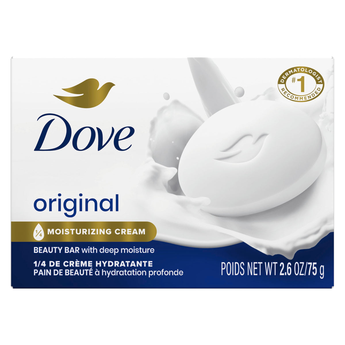 Dove Beauty Bar Soap Original, Pack of 36 with 1/4 Moisturizing Cream 2.6oz