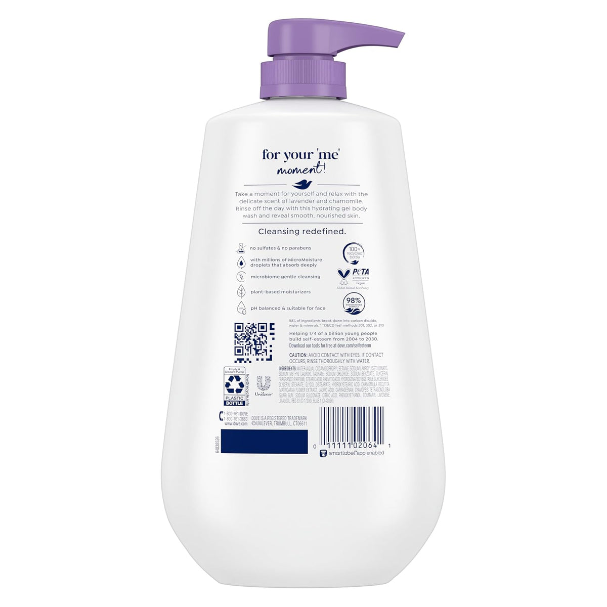 Dove Body Wash Relax Lavender Oil & Chamomile 30.6 oz Pump, Sulfate Free