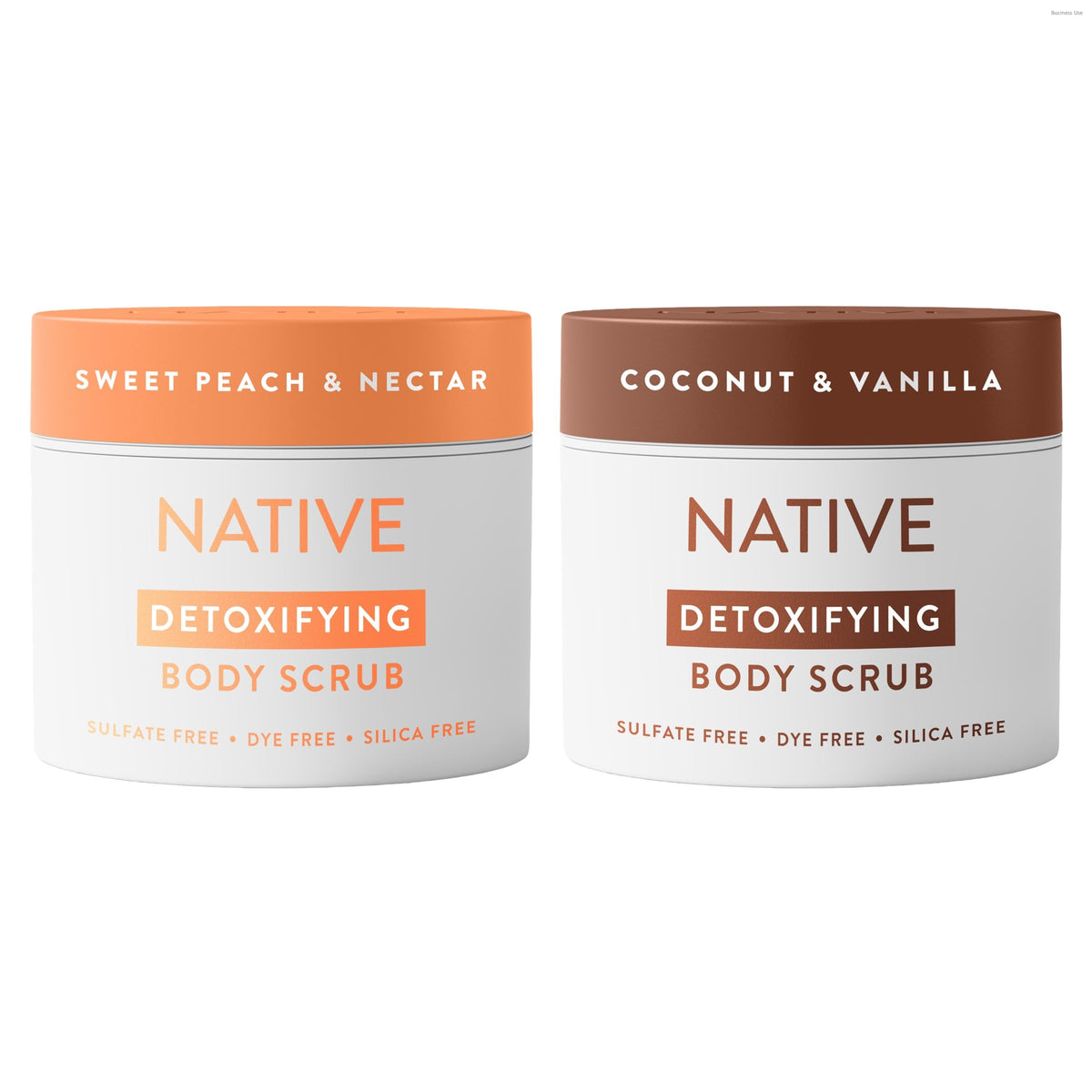Native Body Scrub, Gently Exfoliates & Moisturizes for Smoother Skin in 1 Wash, Clean, Minimal, Silica-Free Ingredients for Sensitive Skin, for Women & Men, Sweet Peach & Nectar, 12 oz