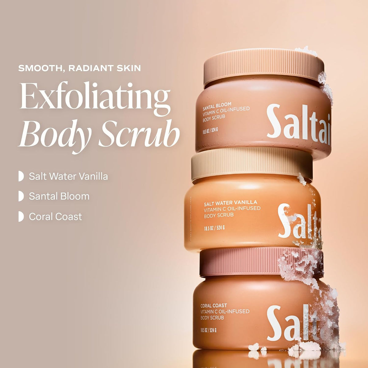 Saltair Body Scrub | Salt Water Vanilla Exfoliating Polish | 1 Count