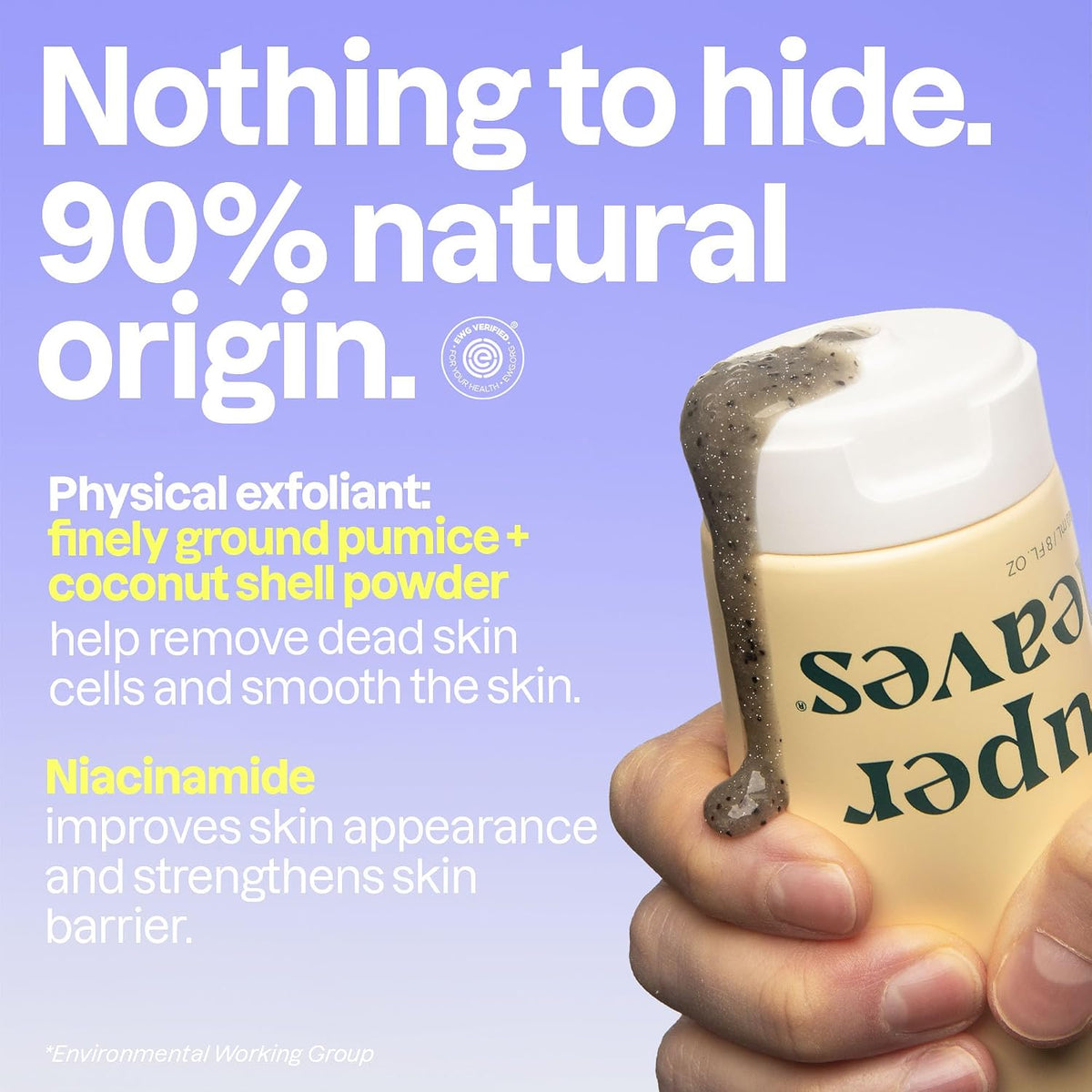 ATTITUDE Exfoliating Body Scrub with Niacinamide, EWG VERIFIED, Gently Removes Dead Skin Cells for Smooth, Coconut Shell Powder & Pumice, Soft Skin, Amber Vanilla, 8 Fl Oz