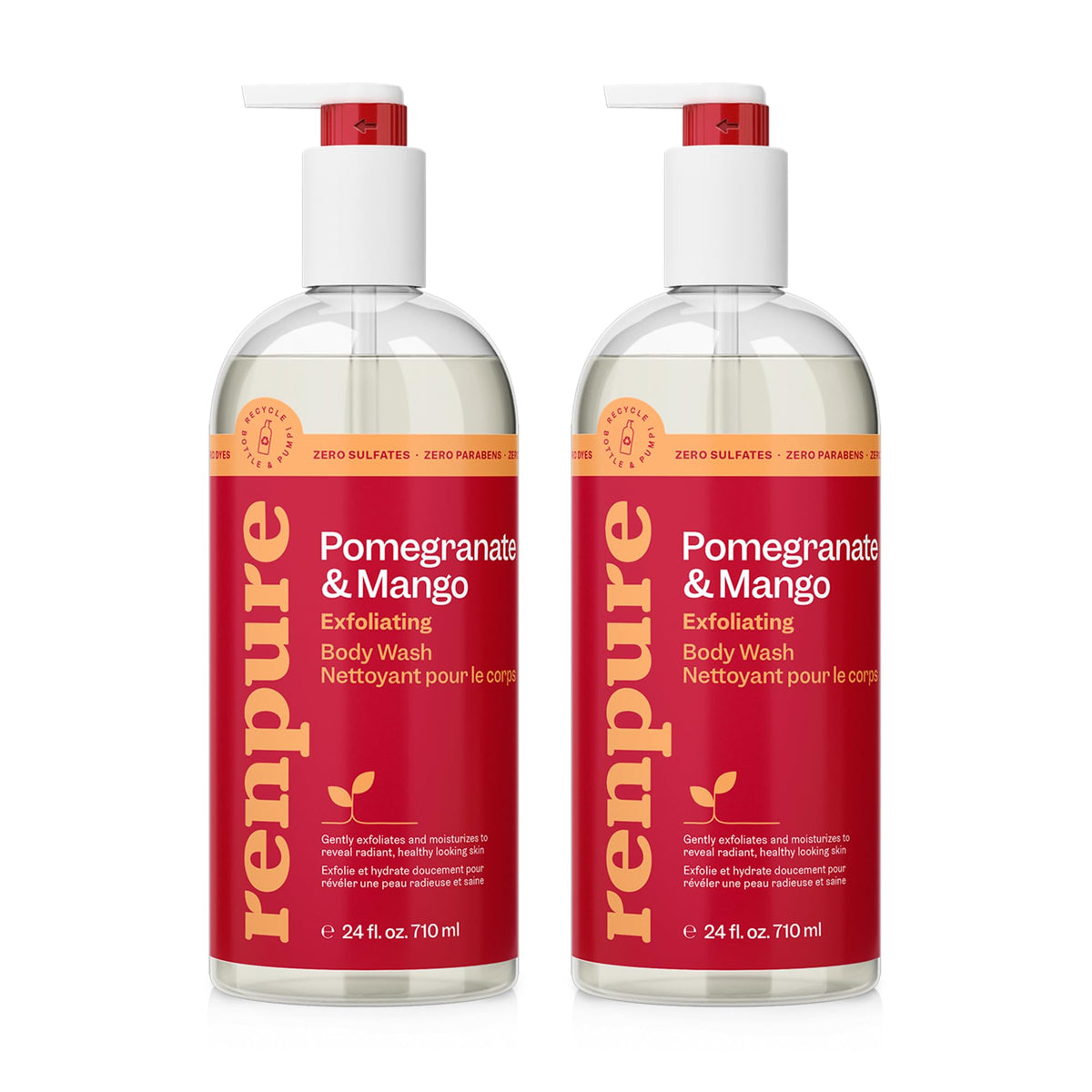 RENPURE Tea Tree & Mint Purifying Body Wash for All Skin Types, 2x24oz