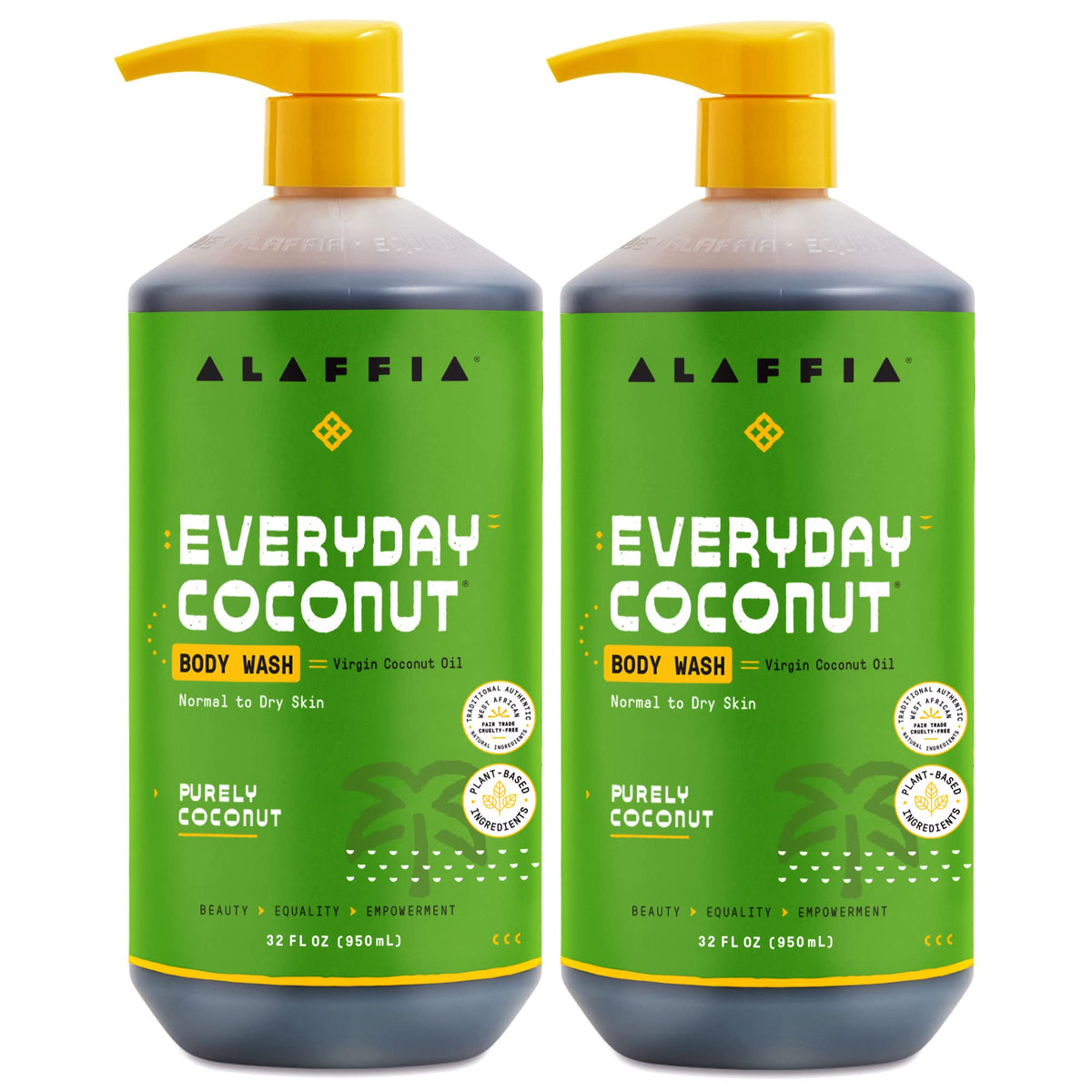 Alaffia EveryDay Shea Body Wash, Unscented 2-Pack, 32 Oz Ea