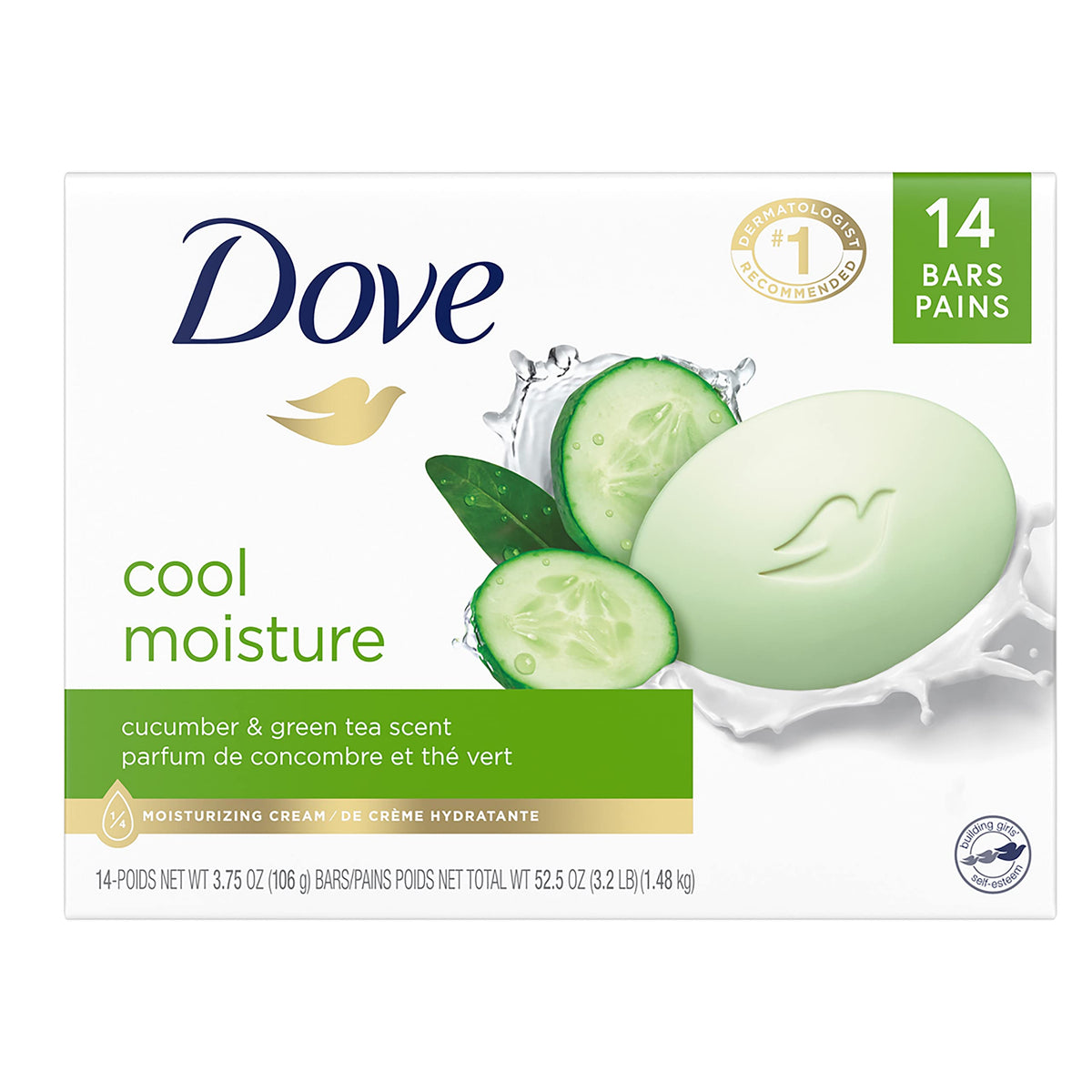 Dove Beauty Bar Soap Cool Moisture Cucumber & Green Tea Scent 6 Bars 3.75oz