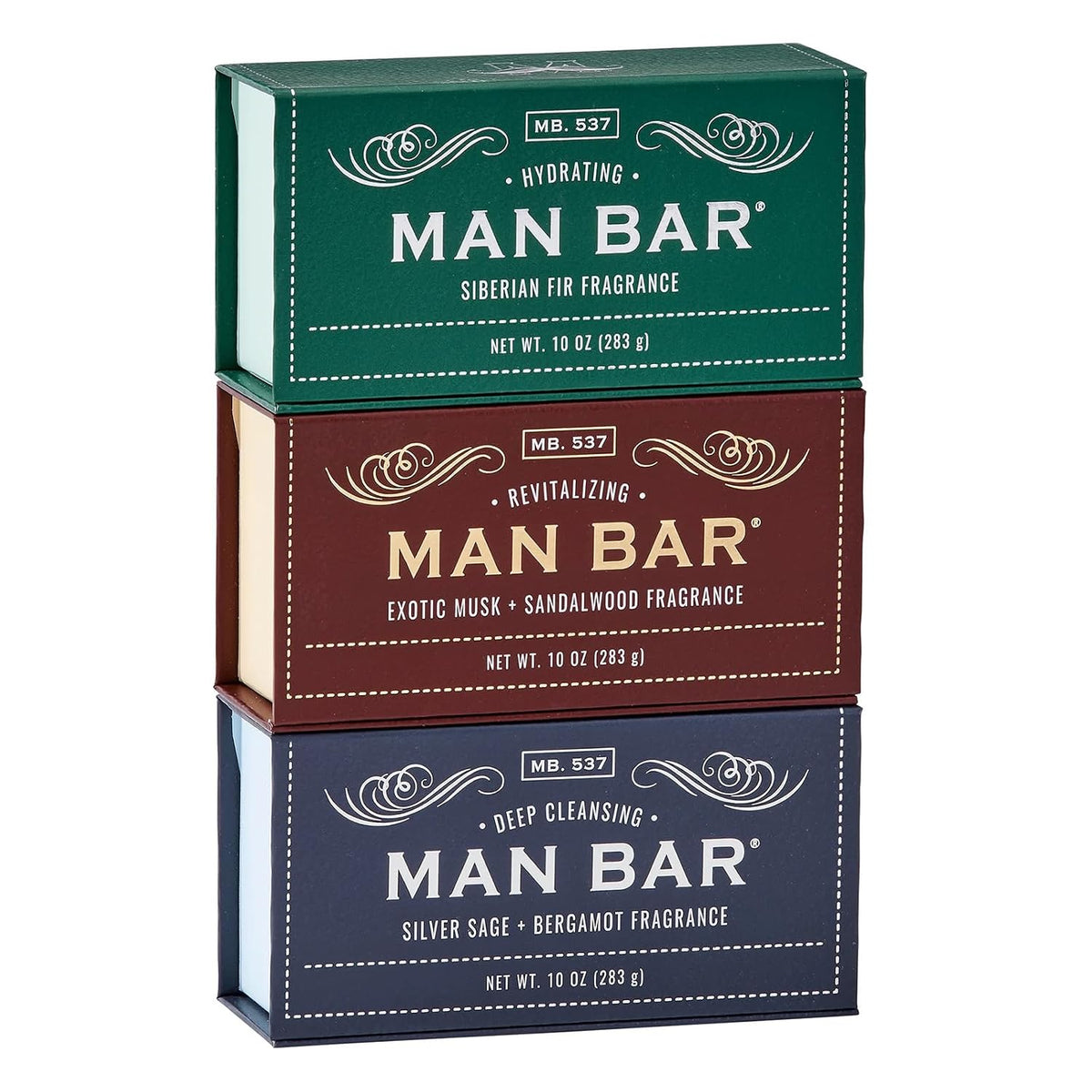 San Francisco Soap Company Man Bar 3-Piece Gift Set - No Harmful Chemicals - Good for all Skin Types - Made in the USA