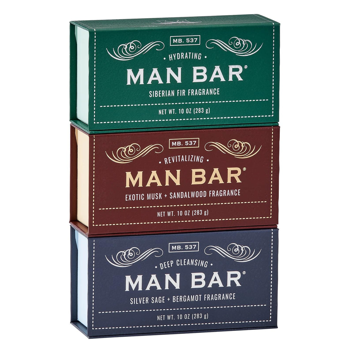 San Francisco Soap Company Man Bar 3-Piece Gift Set - No Harmful Chemicals - Good for all Skin Types - Made in the USA