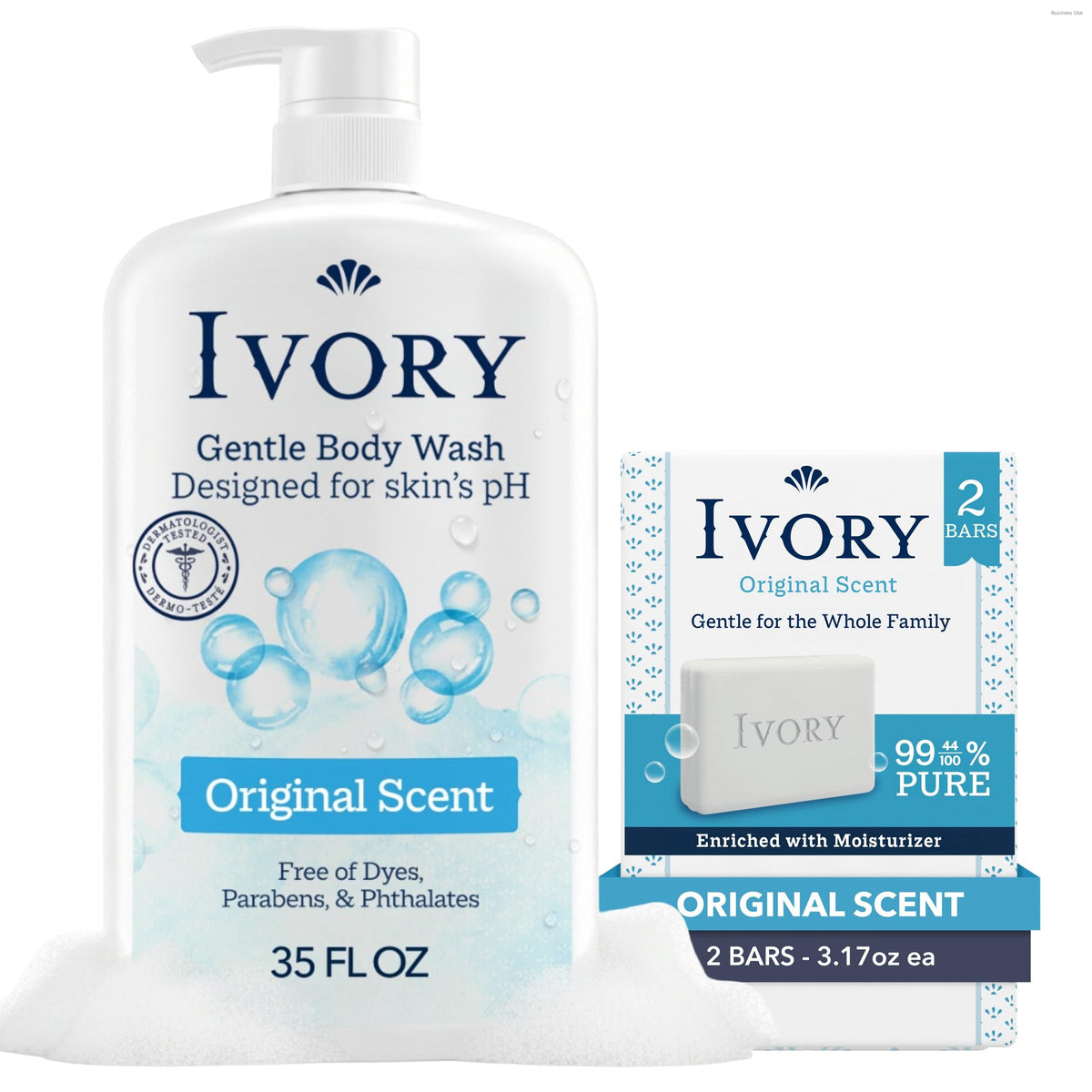 Ivory Body Wash, Designed for the Whole Family, Gentle Formula, Free of Dyes Heavy Perfumes Parabens Phthalates & Silicones, Designed for Skin's pH, Water Lily Scent, 35 oz