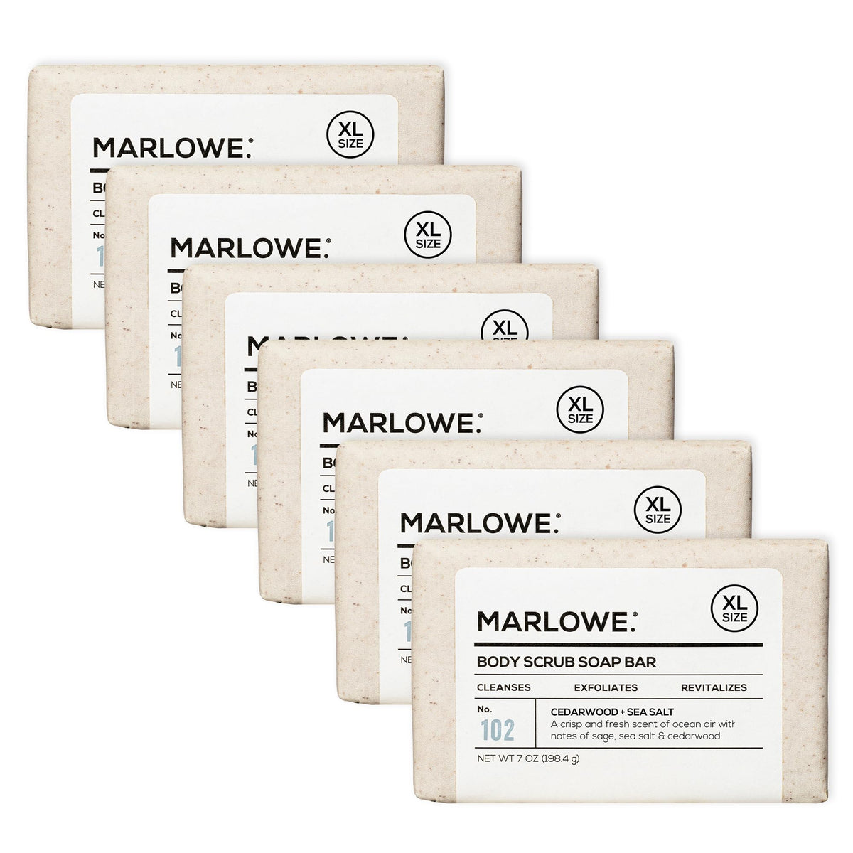 MARLOWE. Body Scrub Soap, Exfoliating Soap Bar, Sage + Fir, 7 oz (3 Bars)