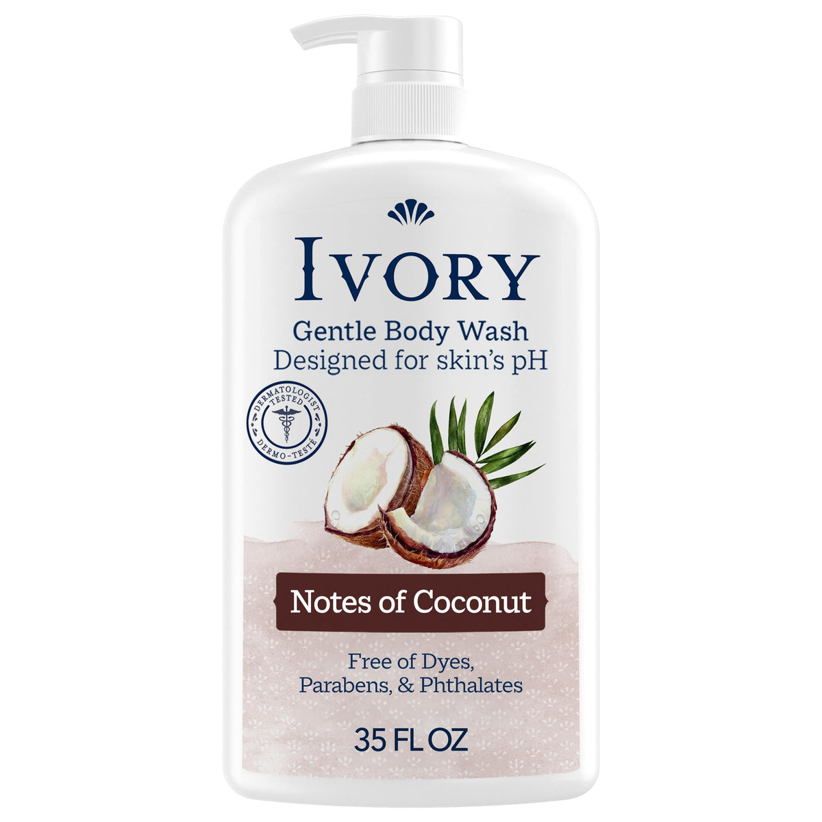 Ivory Body Wash, Designed for the Whole Family, Gentle Formula, Free of Dyes Heavy Perfumes Parabens Phthalates & Silicones, Designed for Skin's pH, Water Lily Scent, 35 oz