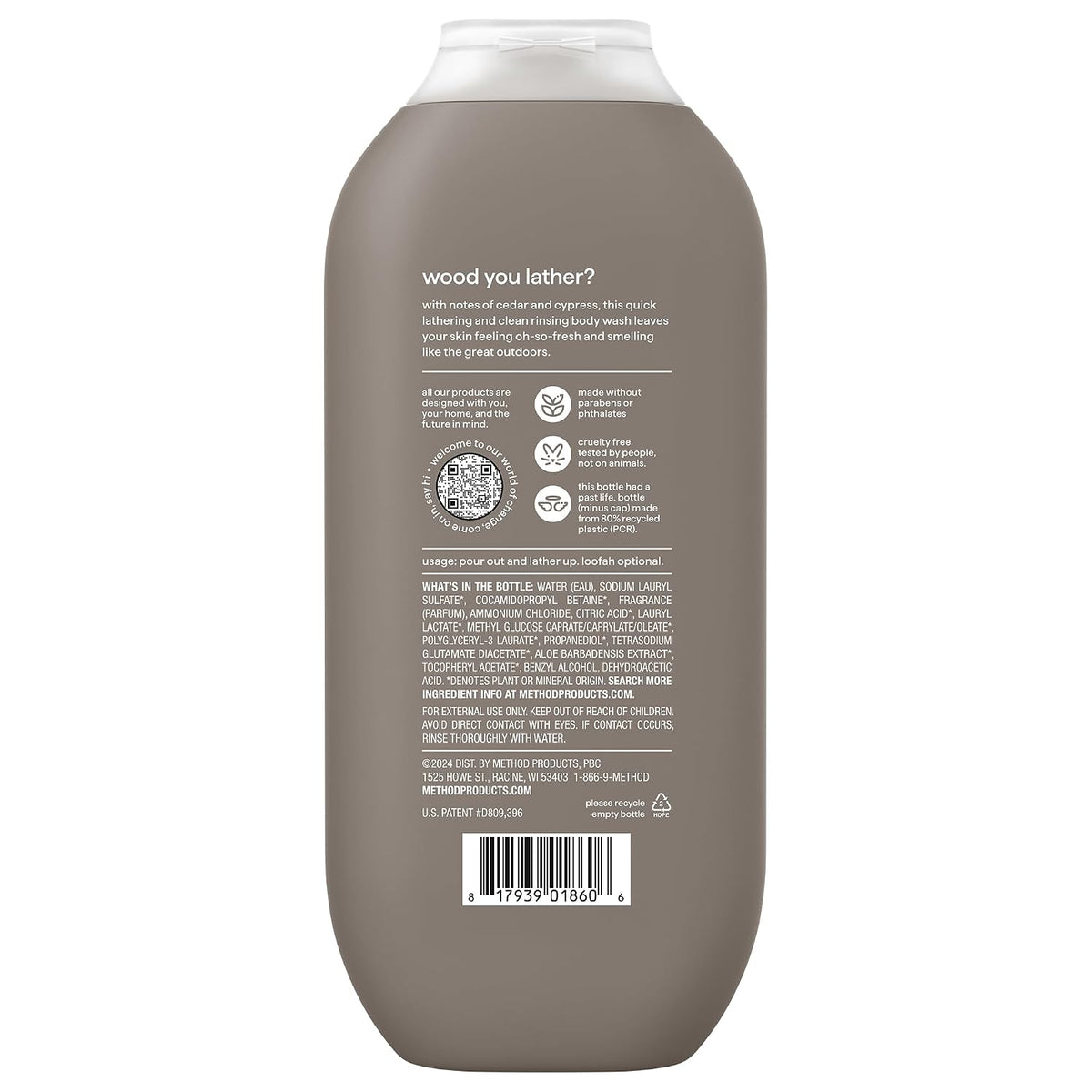method Men’s Body Wash, Cedar + Cypress, 18 fl oz, 3 Pack