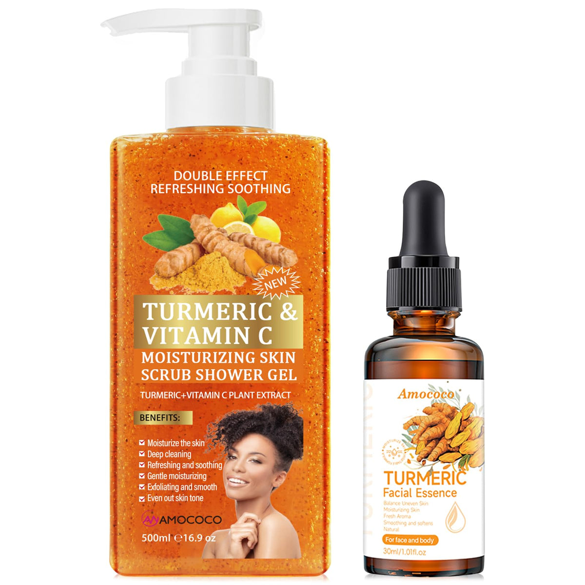 4Packs Turmeric Body Scrub, Botanical Skin Cleanser for Dullness & Uneven Tone, Gentle Exfoliating Scrub for Smooth & Glowing Skin Texture, 9.8 oz*4