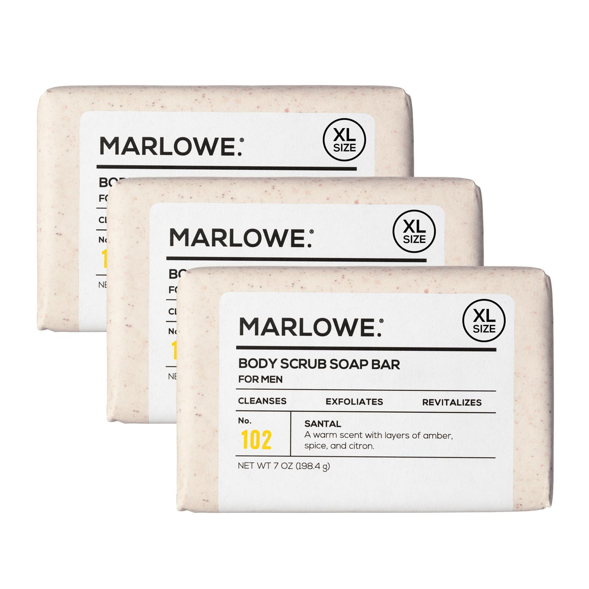 MARLOWE. Body Scrub Soap, Exfoliating Soap Bar, Sage + Fir, 7 oz (3 Bars)