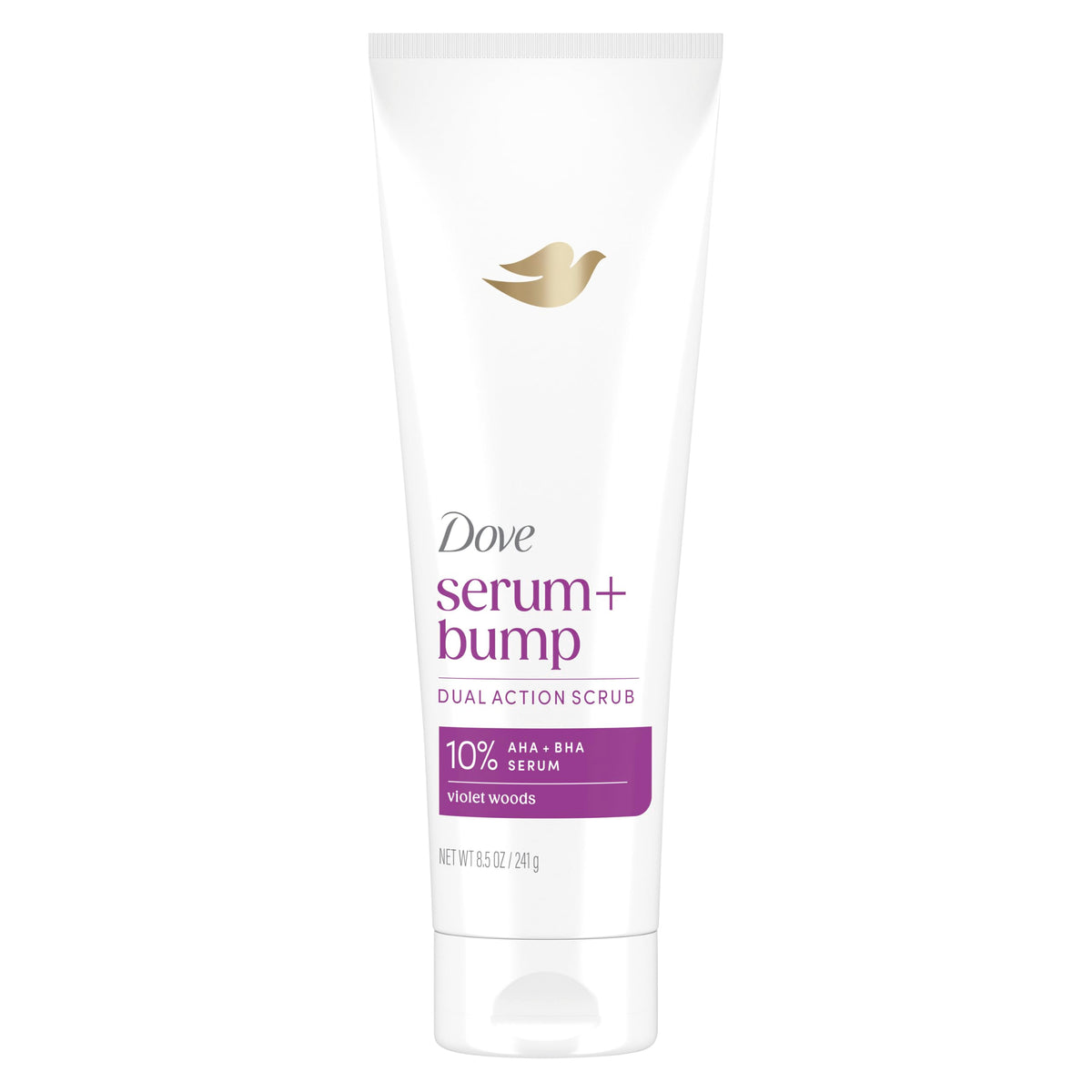 Dove KP Bump Body Scrub with 10% AHA & BHA For Rough Bumpy Skin, Violet Woods Scent, 8.5 OZ