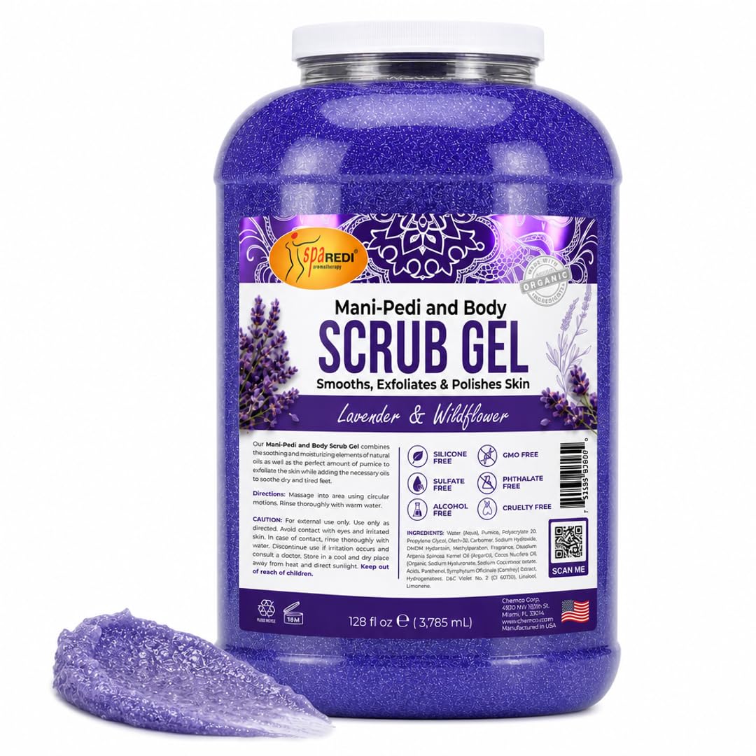 SPA REDI Exfoliating Body & Skincare Treatment Multi-Purpose Professional & At-Home Skin Refinement, Exfoliate Hydrate Transform for Holistic Transformation, Lavender & Wildflower 128 Oz Pkg May Vary