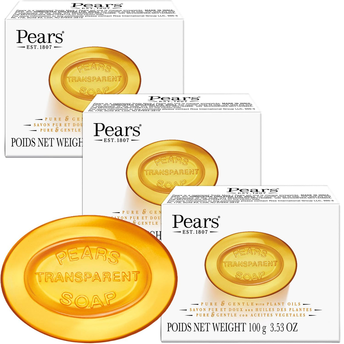 Pears Soap, Pure & Gentle with Natural Oils, 12-Pack – Transparent Amber Glycerin Soap for Pampered, Glowing Skin, 4.4 Oz Ea