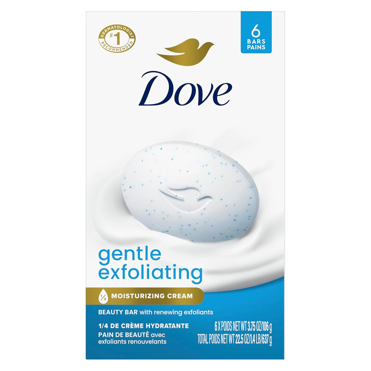 Dove Beauty Bar Gentle Exfoliating With Mild Cleanser 6 Bars 3.75 oz
