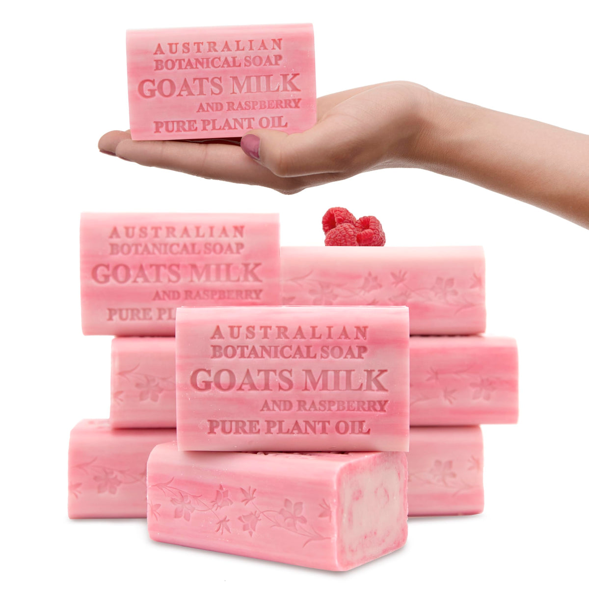 Australian Botanical Soap Variety Pack, 6.6 oz Bars – Goat Milk, Eucalyptus, Manuka Honey, Sea Salt, Pink Lychee, Lemongrass, Raspberry, Valencia Orange – Enriched with Organic Shea Butter, Pack of 8