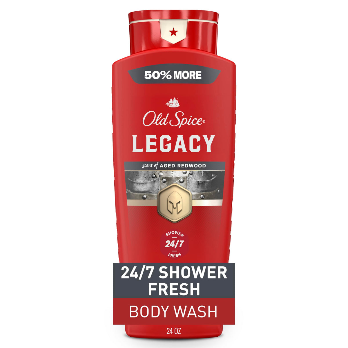 Old Spice Refreshing Body Wash for Men, 3X Defense, 24/7 Shower Fresh with Long Lasting Scent, Red Collection, Swagger with Cedarwood Scent, 24 oz (Pack of 2)