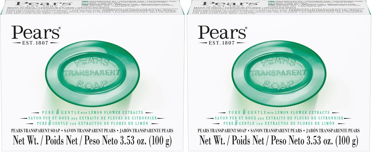 Pears Soap, Pure & Gentle with Natural Oils, 12-Pack – Transparent Amber Glycerin Soap for Pampered, Glowing Skin, 4.4 Oz Ea