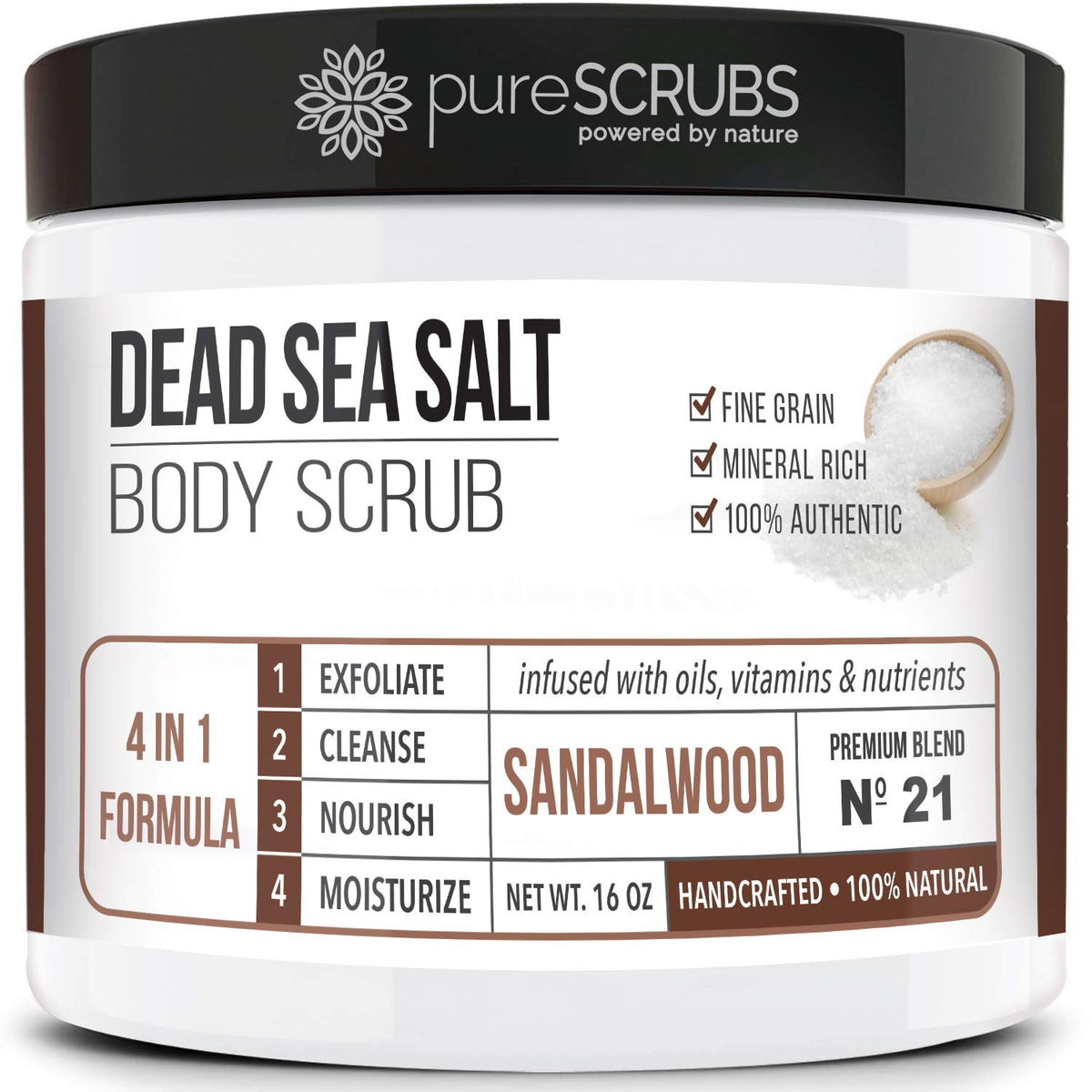 pureSCRUBS Premium Coconut Body Scrub Set, Exfoliating Dead Sea Salt Scrub