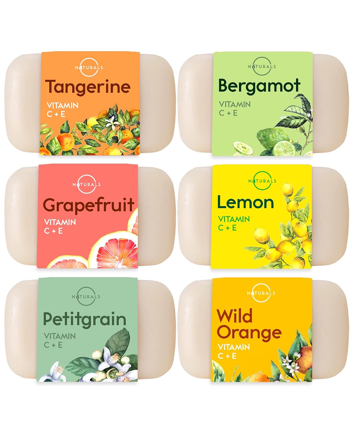 O NATURALS Natural Citrus Soap Bar 6 Pack - Gifts for Women
